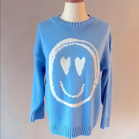 ASOS women’s petite oversized Smiley Face Sweater crew neck ribbed waist cuffs 2 - Picture 14 of 14